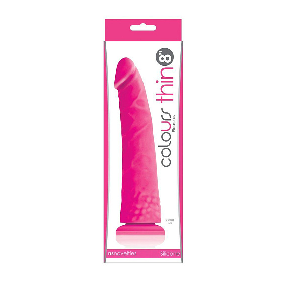 Розовый фаллоимитатор без мошонки Pleasures Thin 8 Dildo - 20 см. - силикон