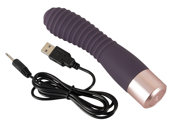 Фиолетовый вибратор с ребрышками Elegant Flexy Vibe - 15 см. - фото 5