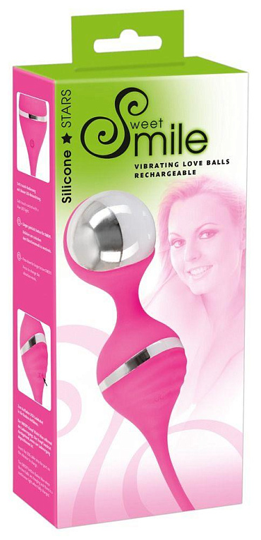 Розовые вагинальные шарики с вибрацией Smile Orion