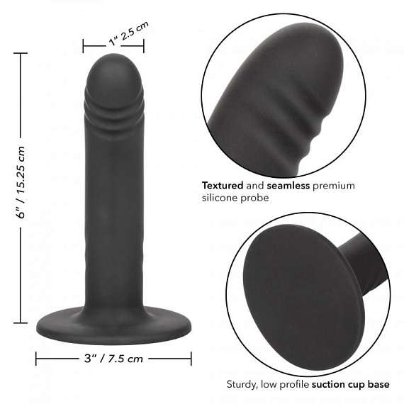 Черный анальный стимулятор 6” Ridged Probe - 15,25 см. - силикон