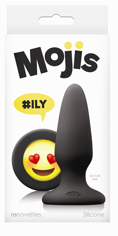 Черная силиконовая пробка среднего размера Emoji ILY - 10,2 см. - силикон