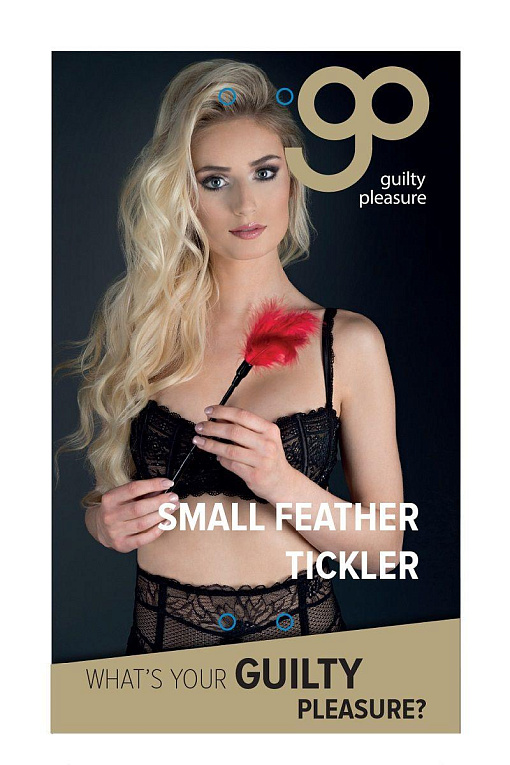 Пластиковая метелочка с красными пёрышками Small Feather Tickler - 32 см. - натуральная кожа