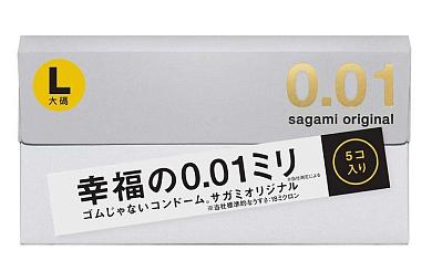 Презервативы Sagami Original 0.01 L-size увеличенного размера - 5 шт.