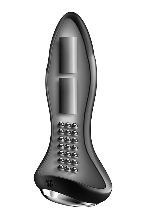 Черная вибропробка с ротацией бусин Rotator Plug 1+ - 12,8 см. от Intimcat