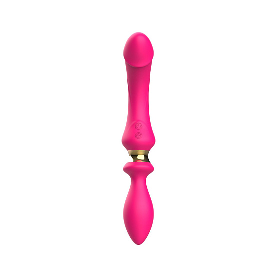 Розовый двусторонний вибромассажёр - 26,8 см. - силикон