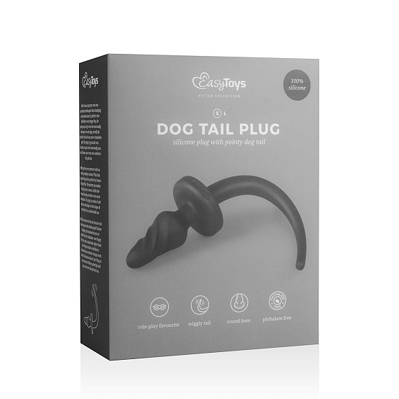 Чёрный витой анальный плаг Dog Tail Plug с хвостом от Intimcat