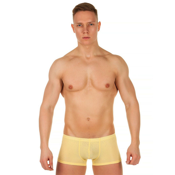 Мужские трусы-хипсы из ткани с текстурой змеиной чешуи Snake Yellow Boxer от Intimcat