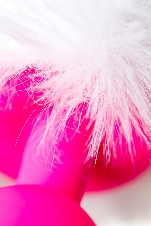 Розовая анальная втулка Sweet bunny с белым пушистым хвостиком - фото 10
