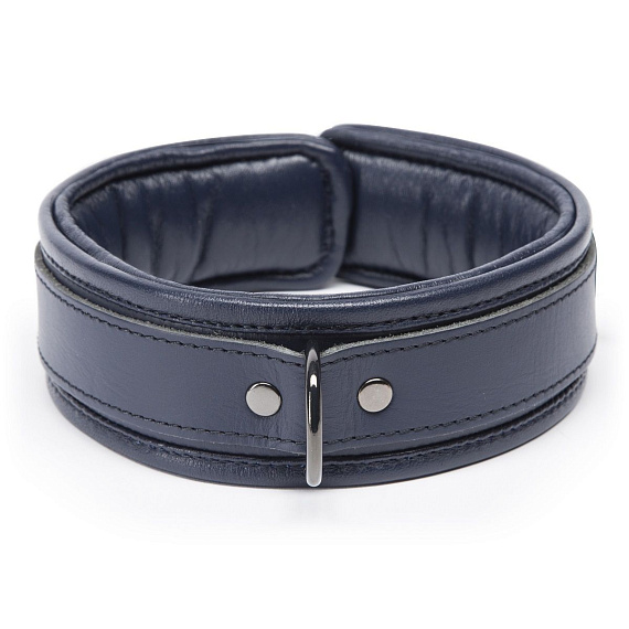 Тёмно-синий кожаный ошейник с поводком No Bounds Collection Collar   Chain от Intimcat