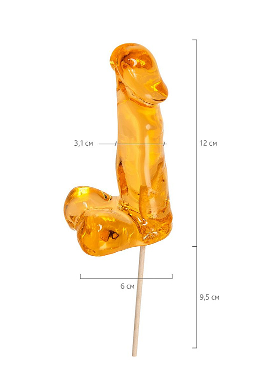 Оранжевый леденец в форме пениса со вкусом аморетто - фото 6