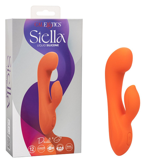 Оранжевый вибромассажер Stella Liquid Silicone Dual “G” - 17,75 см. - силикон