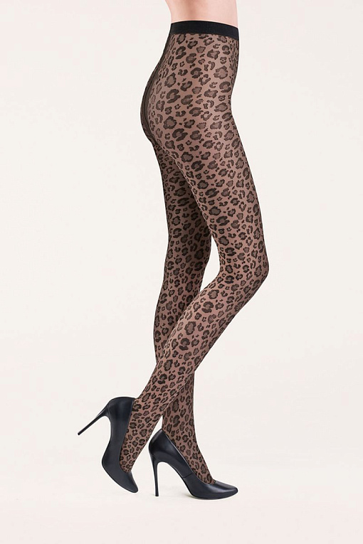 Фантазийные колготки Caty с леопардовым принтом - 85% полиамид, 15% эластан