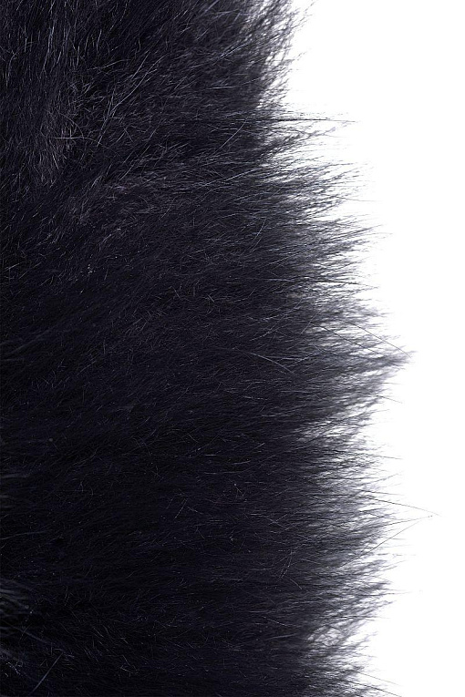 Серебристая анальная втулка с черным лисьим хвостом - фото 6