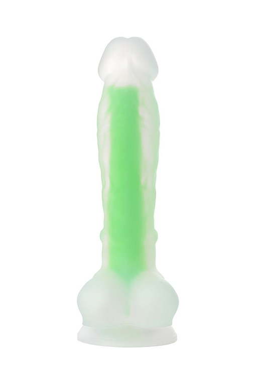 Прозрачно-зеленый фаллоимитатор, светящийся в темноте, Dick Glow - 18 см. ToyFa