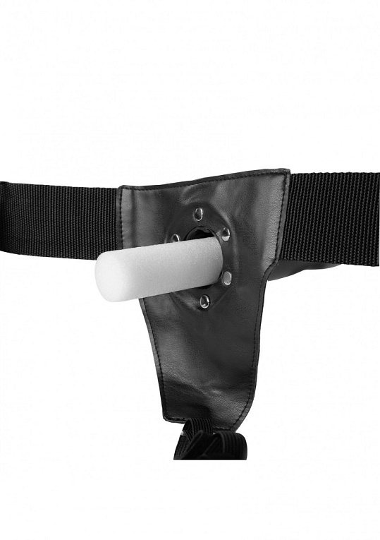 Серый страпон-фаллопротез с ребрами и мошонкой - 21,9 см. Shots Media BV