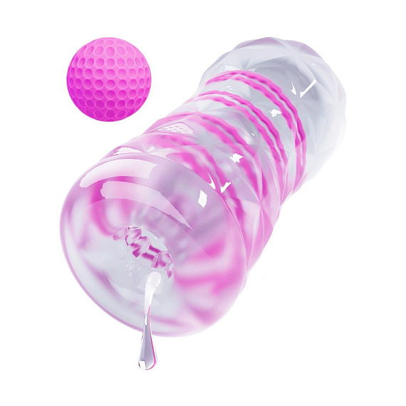 Прозрачный эластичный мастурбатор с лиловым шариком - фото 5