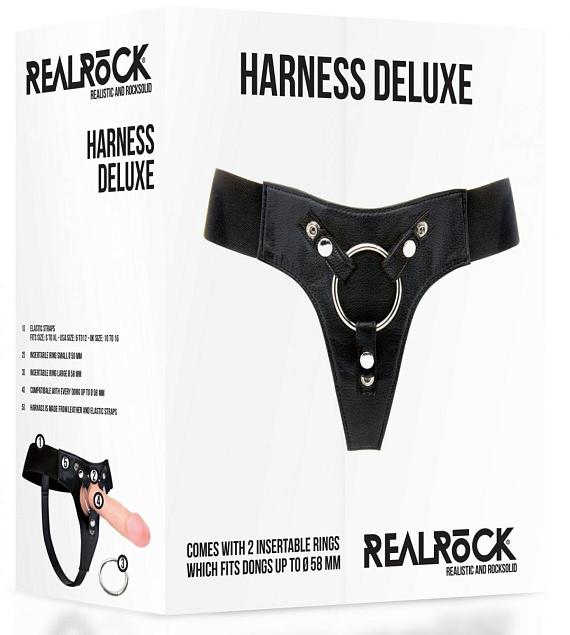 Черные трусики Harness Deluxe для страпона O-ring от Intimcat