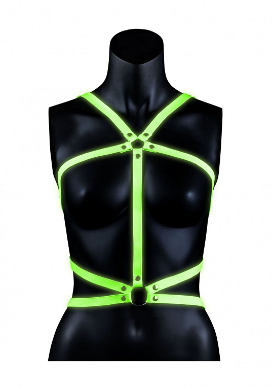 Портупея Body Harness с неоновым эффектом - размер S-M - искусственная кожа, металл