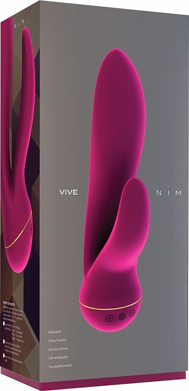 Розовый вибратор Nim с клиторальным отростком - 18,8 см. от Intimcat