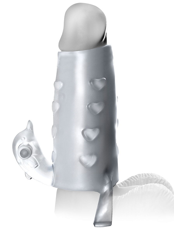 Прозрачная вибронасадка  Deluxe Vibrating Penis Enhancer - 13 см. - термопластичная резина (TPR)