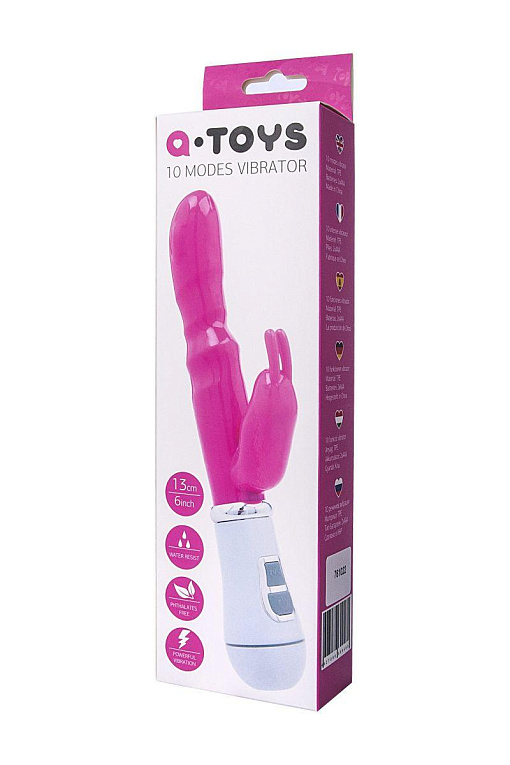 Ярко-розовый вибратор ToyFa A-toys с клиторальным стимулятором - 20 см. - фото 6