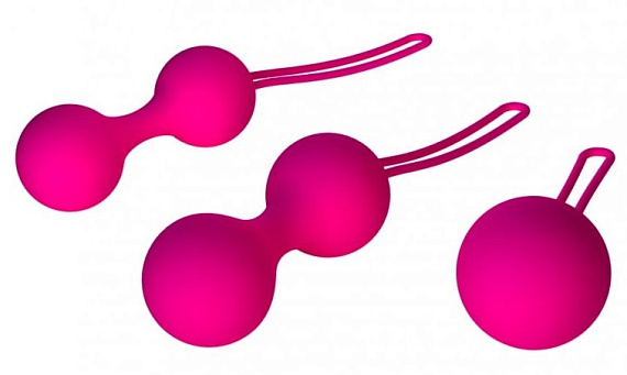 Набор из 3 вагинальных шариков Кегеля розового цвета - силикон
