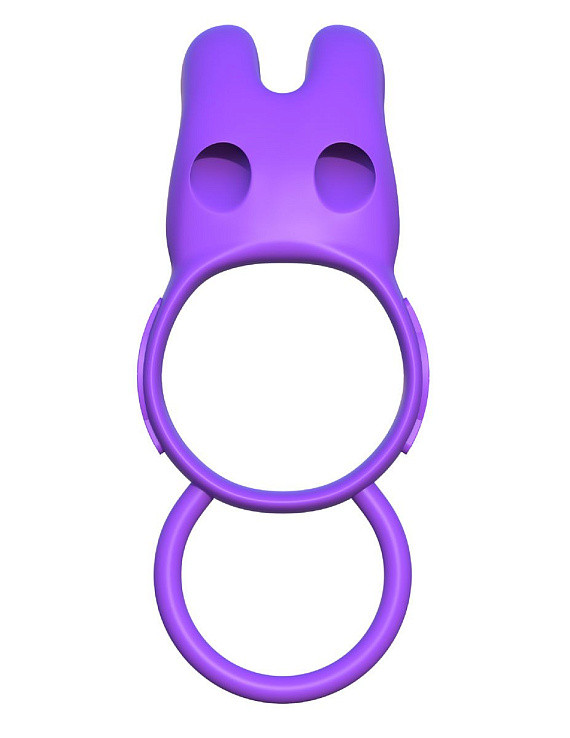 Эрекционное кольцо с вибрацией и подхватом для мошонки Twin Teazer Rabbit Ring Pipedream