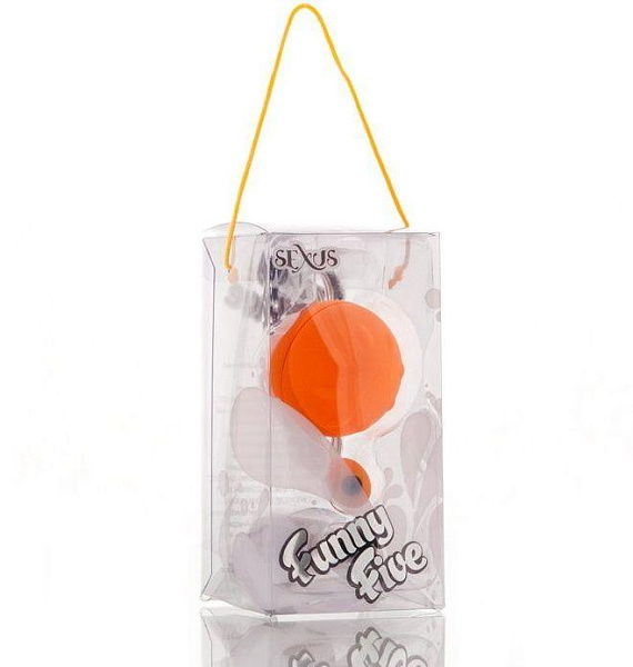Оранжевый виброшарик с выносным пультом-кнопкой - анодированный пластик (ABS)