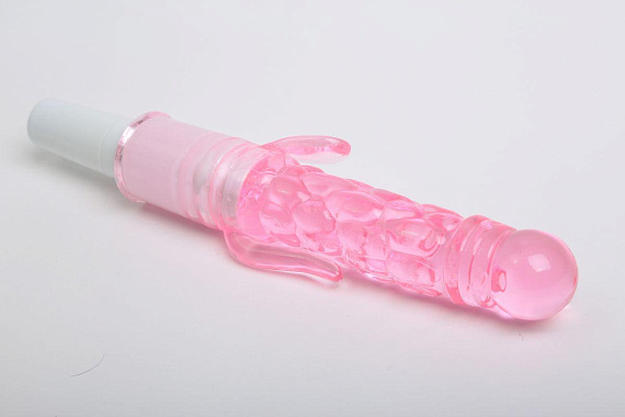 Розовый вибромассажёр с дополнительными отростками - 21 см. - Термопластичная резина (TPR)