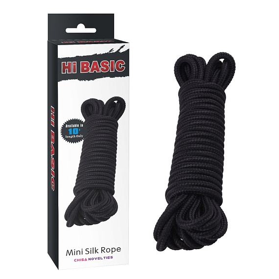Хлопковая черная верёвка для любовных игр Mini Silk Rope - 10 м. - хлопок