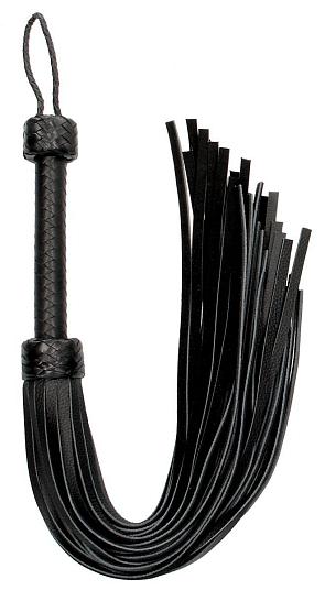 Черная многохвостая гладкая плеть Heavy Leather Tail Flogger - 76 см.