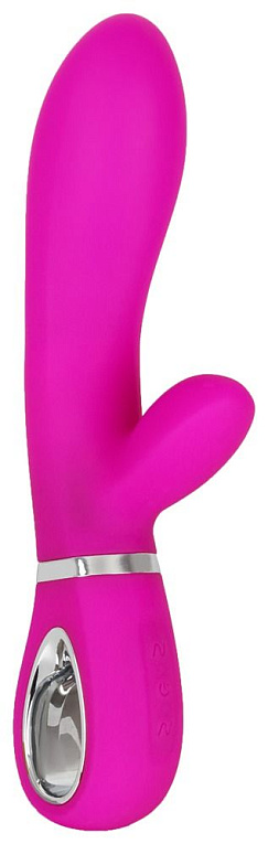 Лиловый вибратор с клиторальным отростком Super Soft Silicone Rabbit Vibrator - 20,2 см.