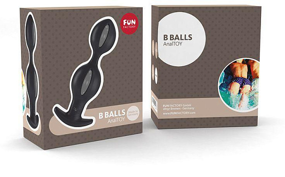 Чёрно-серые анальные шарики B Balls Duo - 12,5 см. от Intimcat