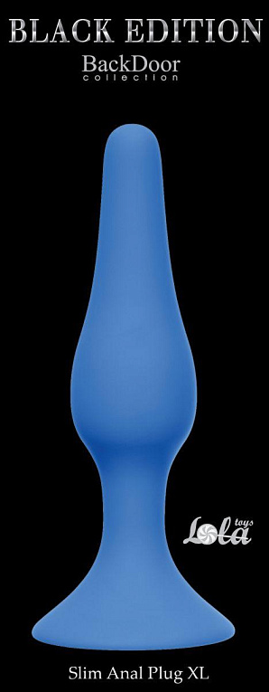 Синяя анальная пробка Slim Anal Plug XL - 15,5 см. - силикон