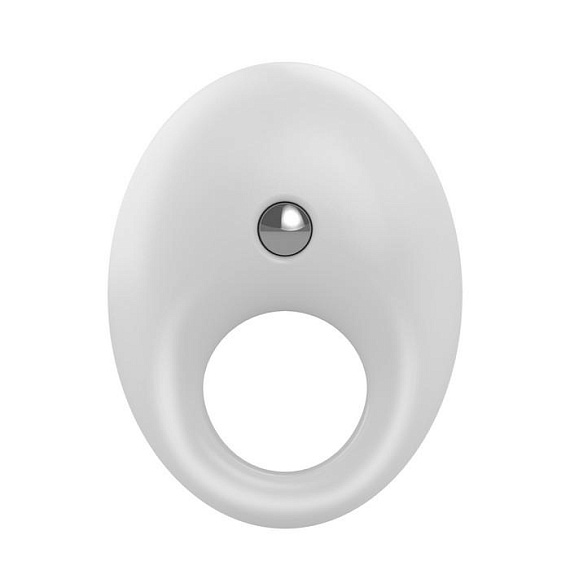 Белое эрекционное кольцо B5 с вибрацией - силикон