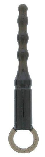 Черная анальная пробка ANAL BEADS WITH LOOP - 12,3 см.