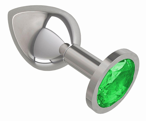 Серебристая средняя пробка с зеленым кристаллом - 8,5 см. - металл