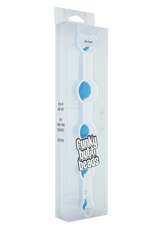 Анальная цепочка FUNKY BUTT BEADS голубого цвета - анодированный пластик (ABS)