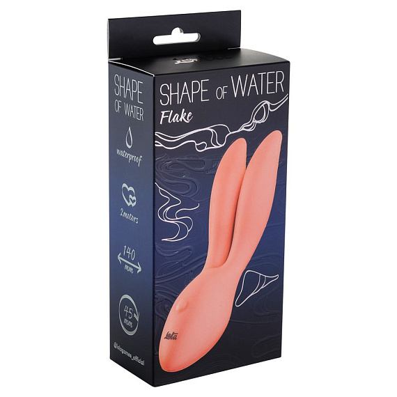 Розовый водонепроницаемый вибратор с ушками Shape of water Flake - силикон