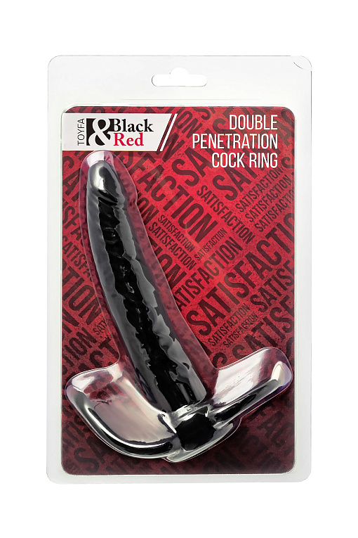 Черная насадка на пенис для двойного проникновения Black Red - 16,5 см. - фото 9