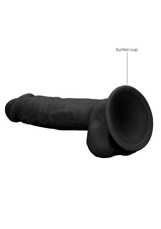 Черный фаллоимитатор Realistic Cock With Scrotum - 22,8 см. - фото 7
