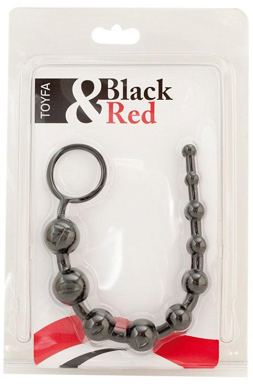 Чёрная гибкая анальная цепочка Black Red - 31 см. - поливинилхлорид (ПВХ, PVC)