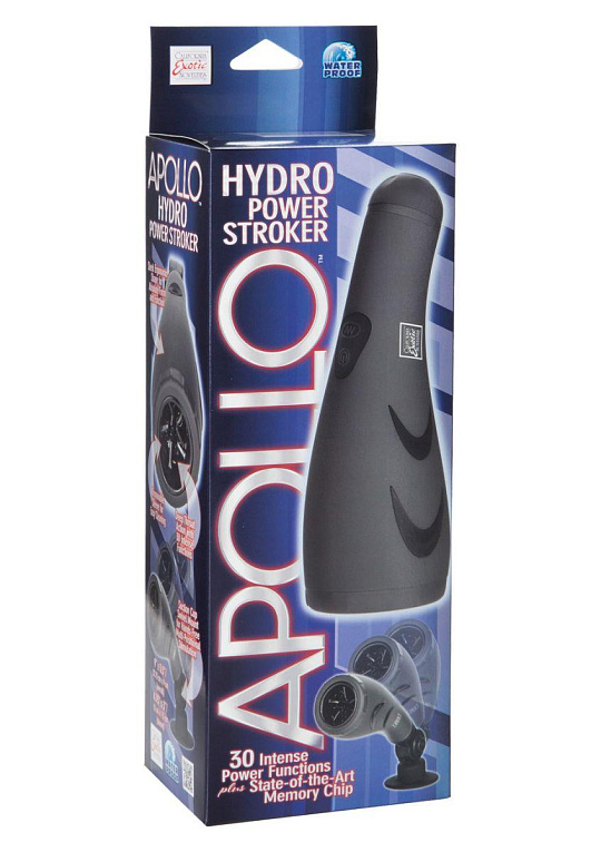 Серый мастурбатор с вибрацией APOLLO HYDRO POWER STROKER - Термопластичная резина (TPR)