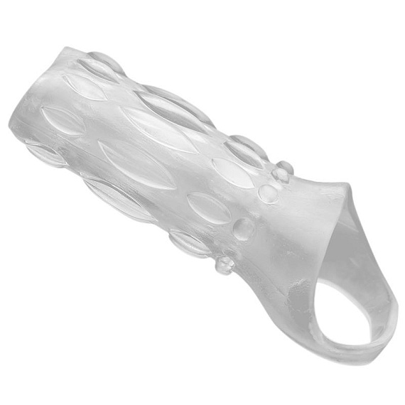 Насадка на пенис с кольцом для мошонки Clear Sensations Enhancer Sex Sleeve - 11,5 см. - Термопластичная резина (TPR)