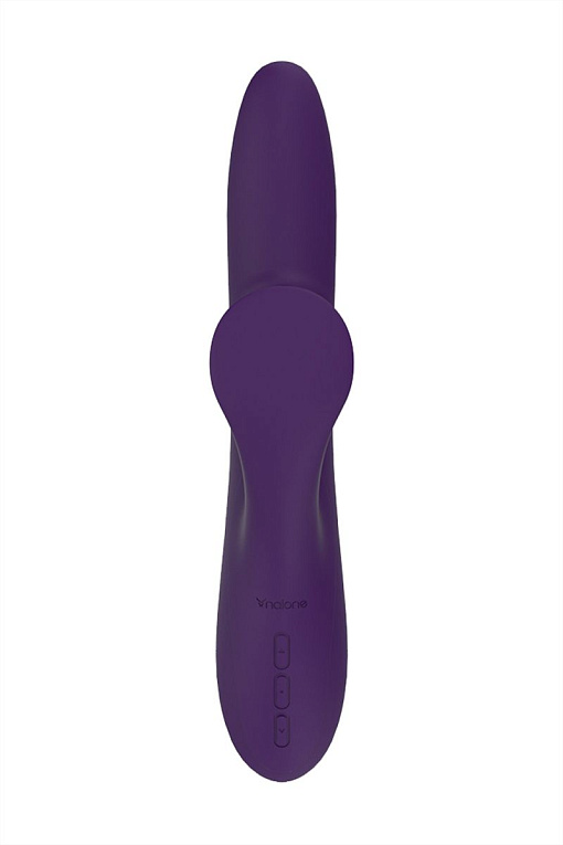 Фиолетовый вибратор с клиторальным стимулятором Nalone Peri - 23,3 см. - силикон