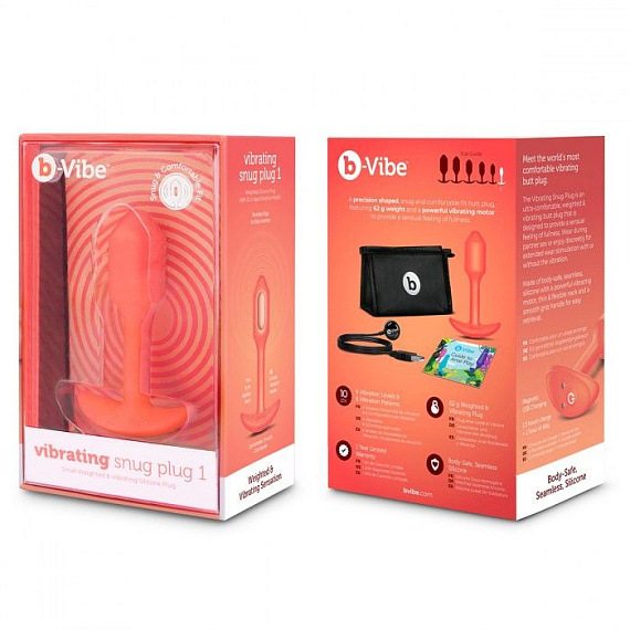 Оранжевая вибропробка для ношения B-vibe Snug Plug 1 - 10 см. - фото 6