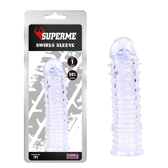Прозрачная насадка на пенис Swirls Sleeve - 16 см. - термопластичный эластомер (TPE)