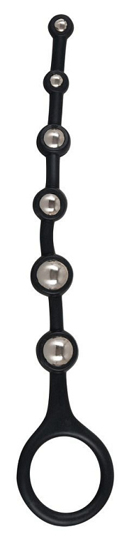Анальная цепочка с ручкой-кольцом Bendable Silicone Beads - 25 см. - силикон