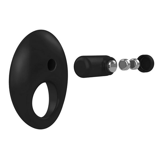 Чёрное эрекционное кольцо B5 с вибрацией от Intimcat