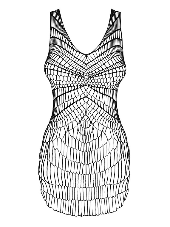 Оригинальное сетчатое платье с разрезами по бокам - фото 5